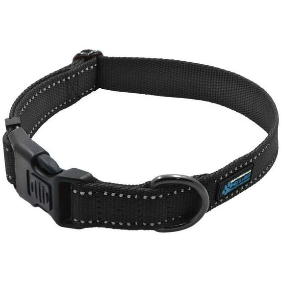 max and neo neo nylon buckle reflective dog collar - we donate a collar to a dog rescue for every collar sold (large, black)