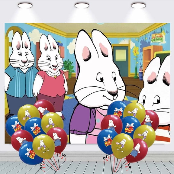 Max and Ruby Birthday Balloons Party Supplies Banner Backdrop Background Taspestry Poster Wall Decor