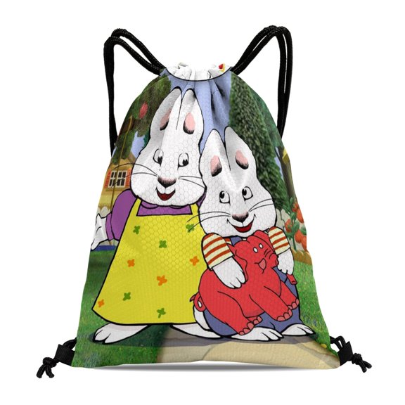 Max and Ruby Drawstring Sack:Ideal for fitness, hiking, swimming, travel, beach, and shopping, with a waterproof feature, size 15.7*17.7 inches.