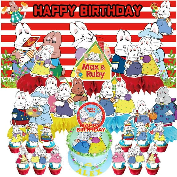 Max and Ruby Party Decorations Decor Supplies Honeycomb Centerpieces Table Toppers Cake Toppers for Birthday Photo Props