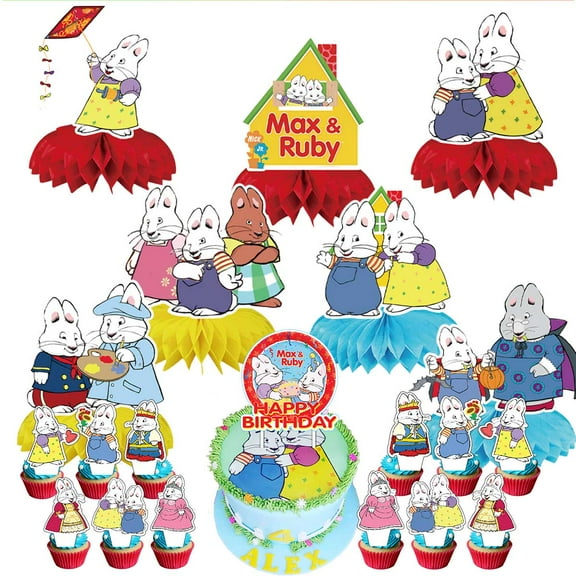 Max and Ruby Party Decor Supplies Honeycomb Centerpieces Table Toppers Cake Toppers Decorations for Birthday
