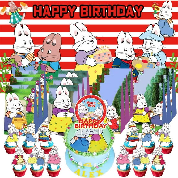 Max and Ruby Treat Bags Candy Decorations Party Favor Supplies Birthday Cake Topper Backdrop Banner