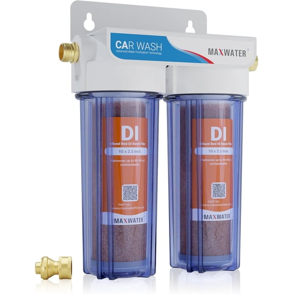 Max ater 2 Sta Deionized Spot Free Car Rinse Unit, Premium Deionizer for Spotless ash System, RV and Motorcycle, No Toel Drying - DI Filters ith 45-80 PSI & 3/4" Inlet/Outlet