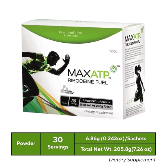 Max International MaxATP Riboceine Fuel Booster, Energy Drink Packets, 30 Servings