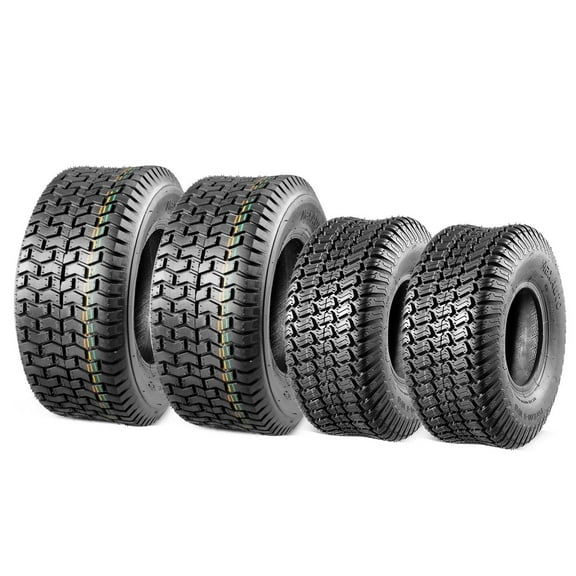 MaxAuto 13X5.00-6 Front & 16X6.50-8 Rear Lawn Mower Turf Tires, 4PR Tubeless, Set of 4