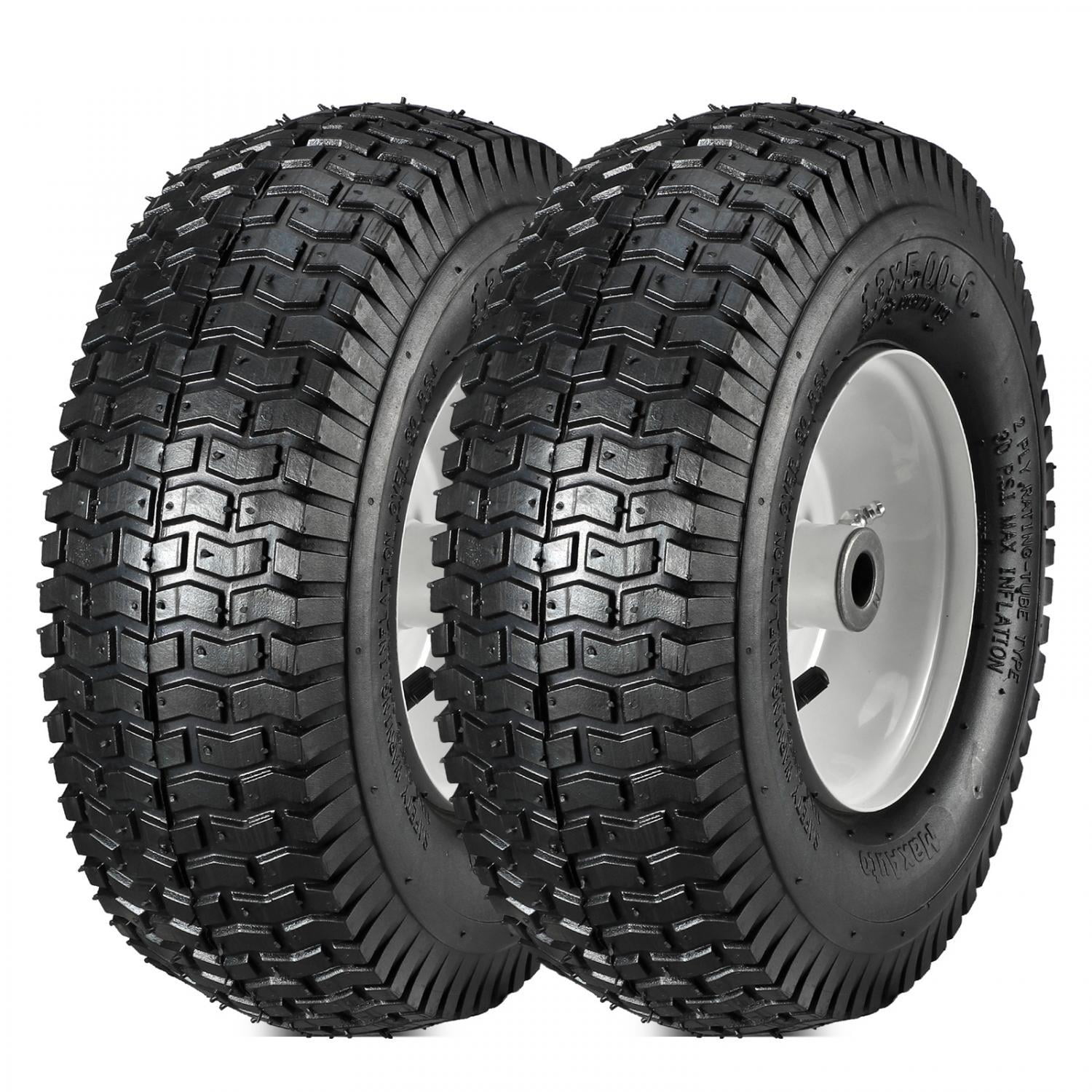 MaxAuto 2Pcs 13x5.00-6 Pneumatic (Air Filled) Lawnmower Tire on Wheel ...