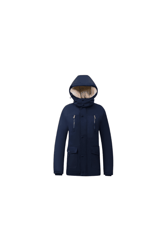 MaxByc Men's Hooded Winter Cotton Coat Puffer Jacket with Faux Fur Lining XL