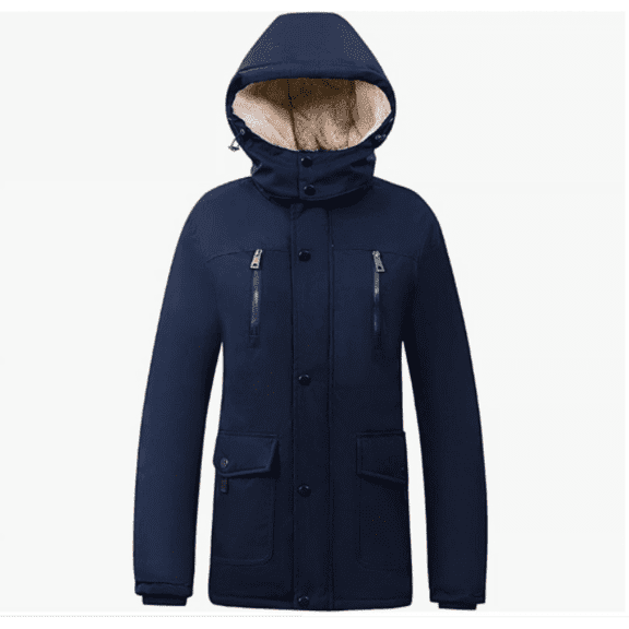 MaxByc Men's Hooded Winter Cotton Coat Puffer Jacket with Faux Fur Lining XL