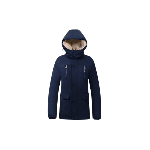MaxByc Men's Hooded Winter Cotton Coat Puffer Jacket with Faux Fur Lining XL
