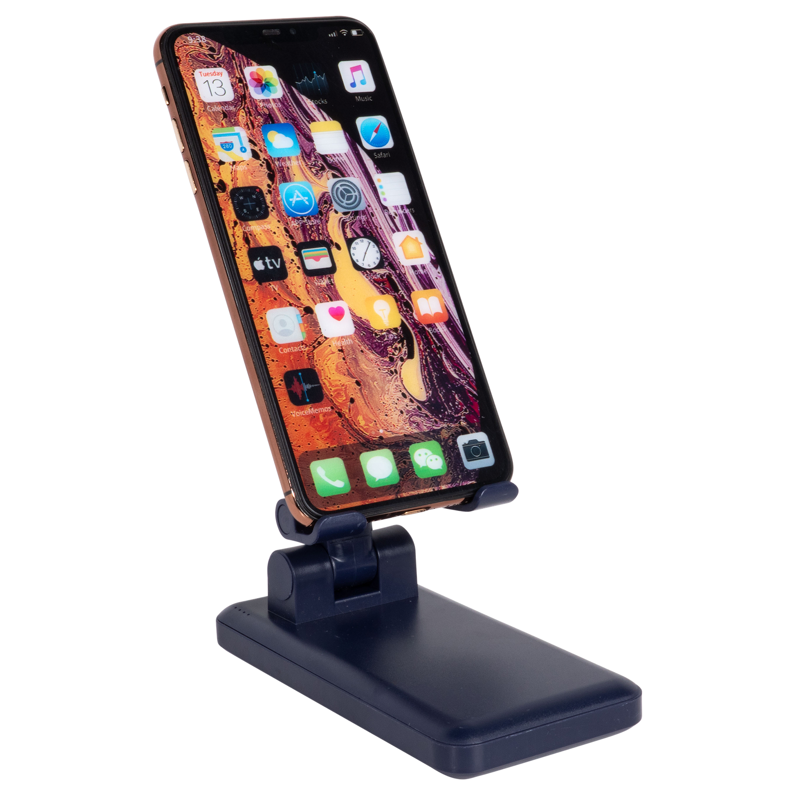MaxCharge 10000mAh Desk Mount Backup Battery Power Bank with USB-C and Dual USB-A Ports, Blue