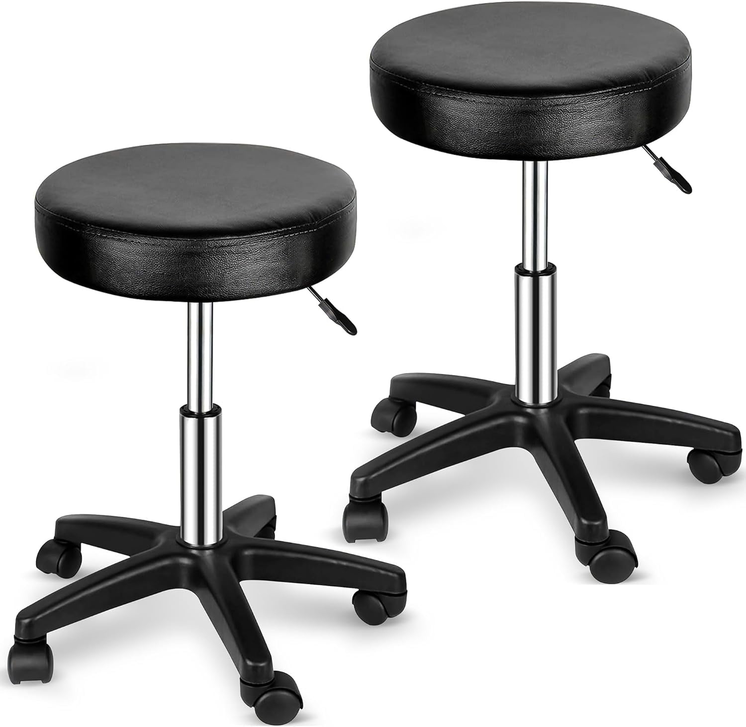 MaxDeals Rolling Stools with Wheels PU Leather Adjustable Height Swivel ...