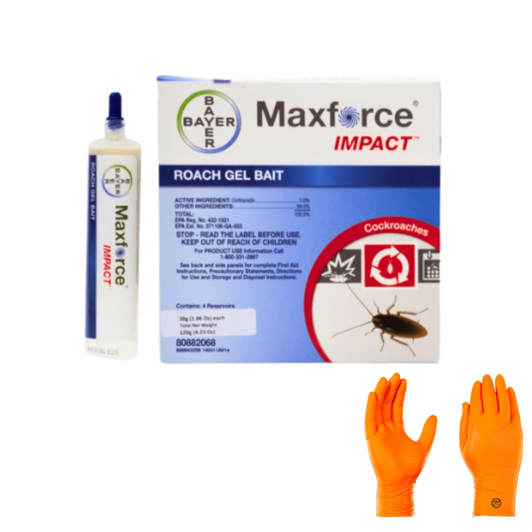 MaxForce Impact Roach Gel Bait - 4 Tubes with USA Supply Gloves