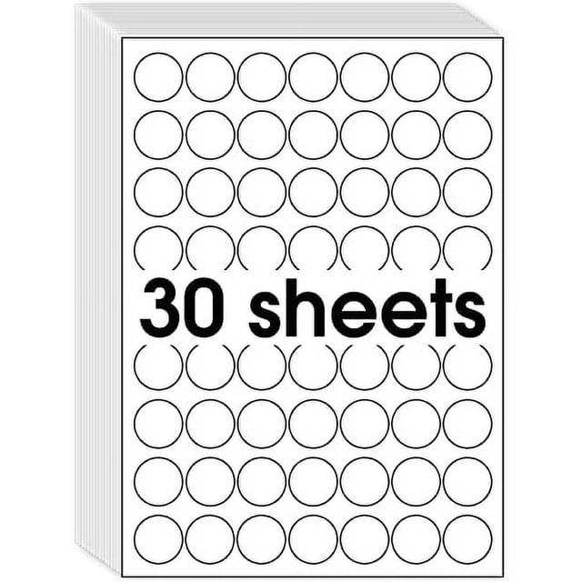MaxGear 1" Round Sticker Labels, Template 6450, for Inkjet or Laser Printer, Matte White ...
