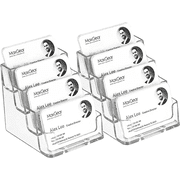 MaxGear 2-Pack Acrylic Clear Business Card Holder 4 Pockets, Business Card Stand for Desk or Counter