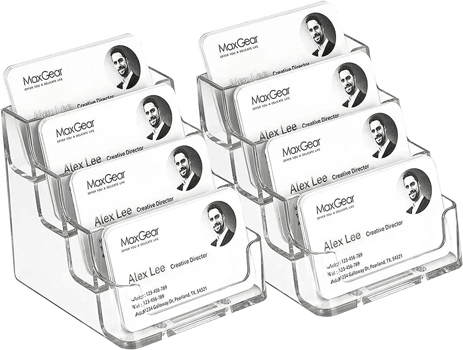 MaxGear Plastic MultiStorage Business Card Holder, 2Pack Clear 4