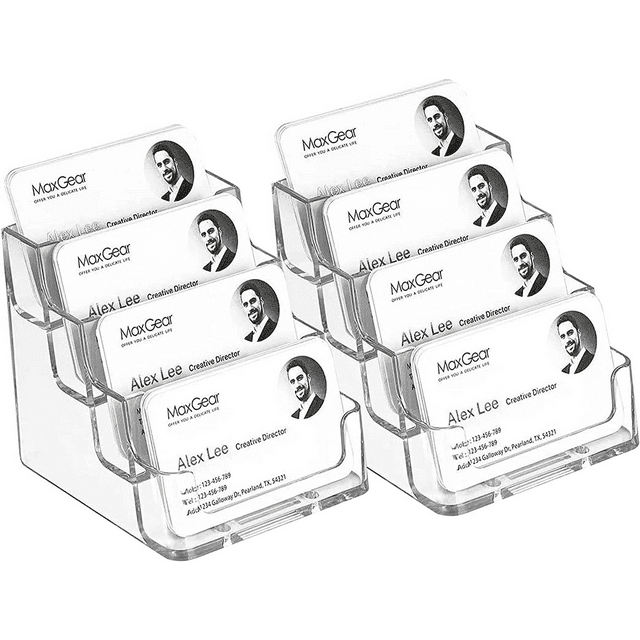 MaxGear Plastic MultiStorage Business Card Holder, 2Pack Clear 4