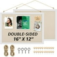 thumbnail image 1 of MaxGear 2 Pack Double-Sided Cork & Linen Boards, 16" x 12" Bulletin Board with White Wood Frame, Cork Board for Wall, Vision Board, 1 of 7