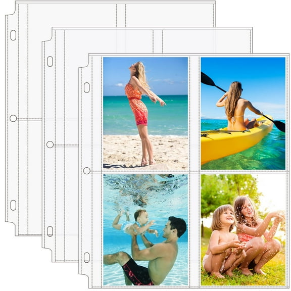 MaxGear Photo Sleeves for 3 Ring Binder - (3.5 x 5, 30 Pack) for 240 Photos, Archival Photo Pages Photo Album Pages Photo Sheet Protector Refill Pages 8.5 x 11, 4 Pockets Per Page Holds 8 Pi