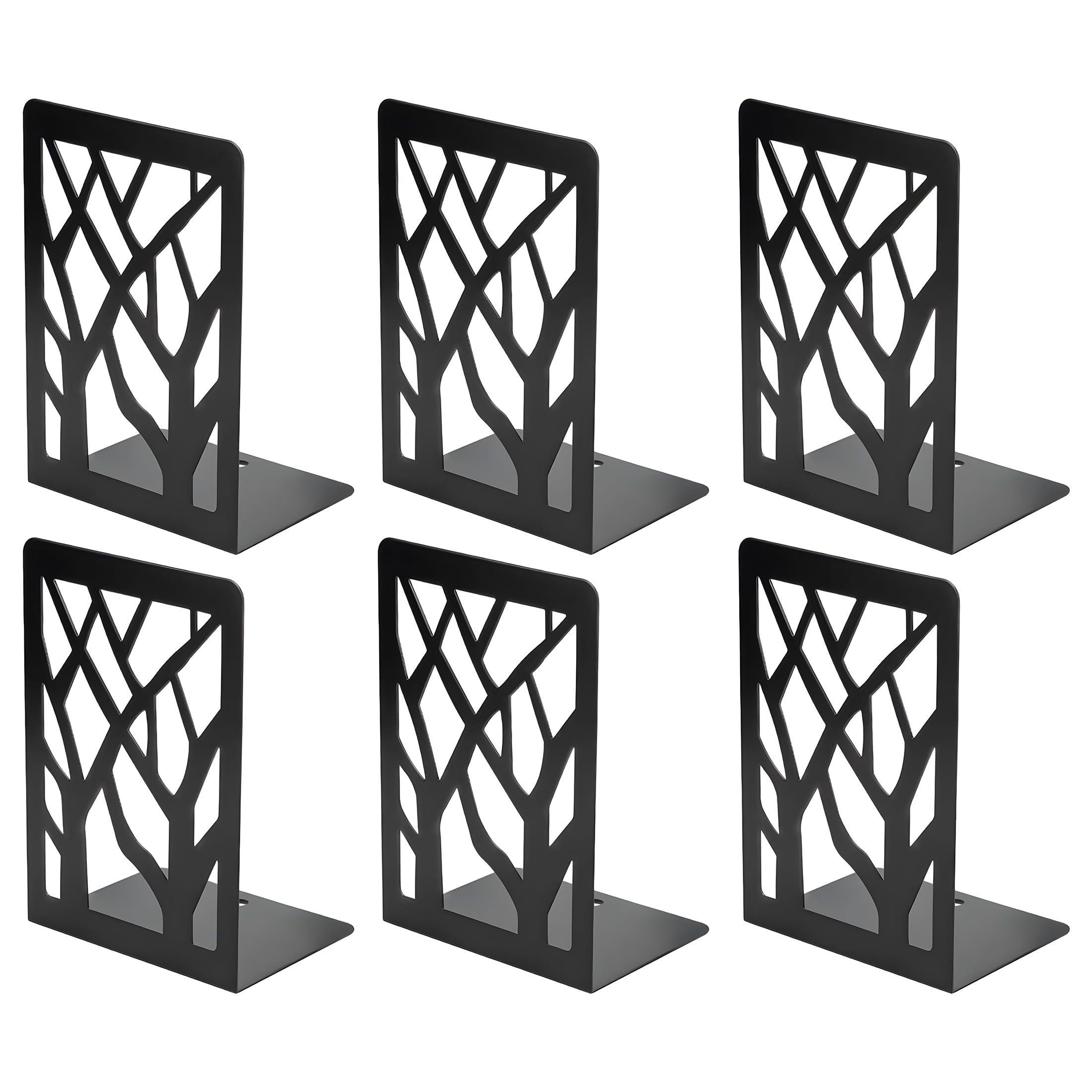 MaxGear Tall Decorative Steel Bookends, 3 Pair/6 Pieces, Tree Design