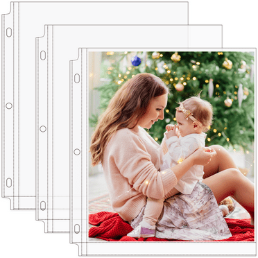 MaxGear 3-Ring Binder Photo Sleeves - (8 x 10, 30 Pack) for 60 Photos, Archival, 8.5 x 11 Refill Pages, 3 Pockets Per Page