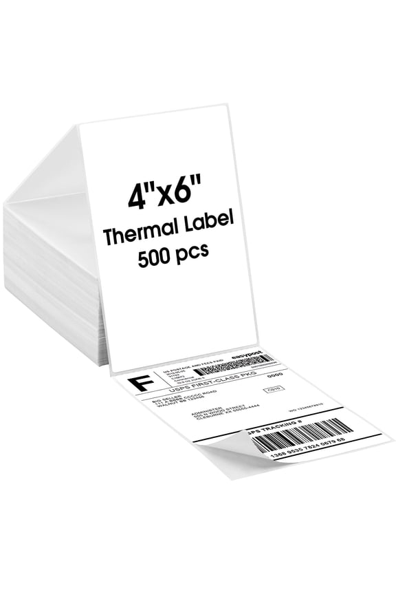500 Pack 4" x 6" Direct Thermal Labels, Commercial Grade Perforated White Labels for Shipping Boxes