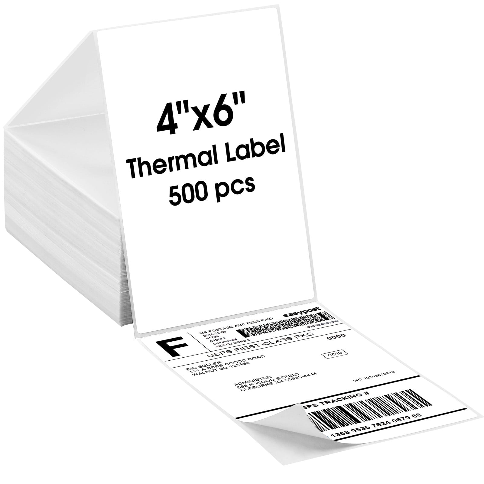MaxGear 500 Pack 4" x 6" Direct Thermal Labels, Commercial Grade Perforated White Labels for Shipping Boxes