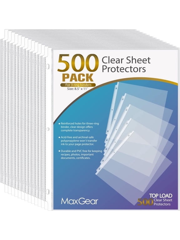 500 Pack Sheet Protectors 8.5 x 11 inch, Clear Page Protectors for 3 Ring Binder