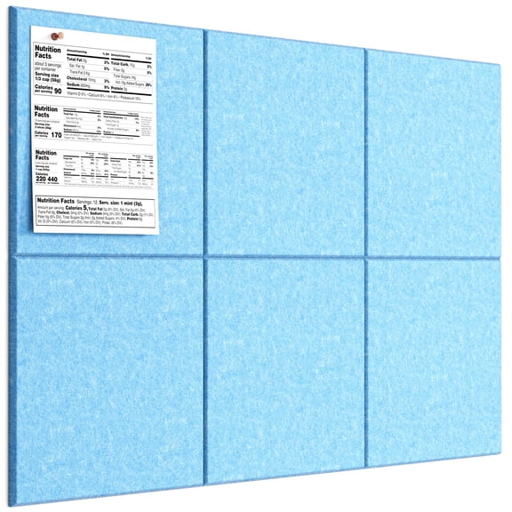 MaxGear 6-Pack Felt Bulletin Board Tiles, 11.8"x11.8" Blue Wall Panels with Push Pins for Office, Home