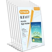MaxGear 6 Pack Sign Holder 8.5 X 11 inches Slant Back Design Acrylic Sign Holders Display Stand Paper Holder Table Top Sign Holder