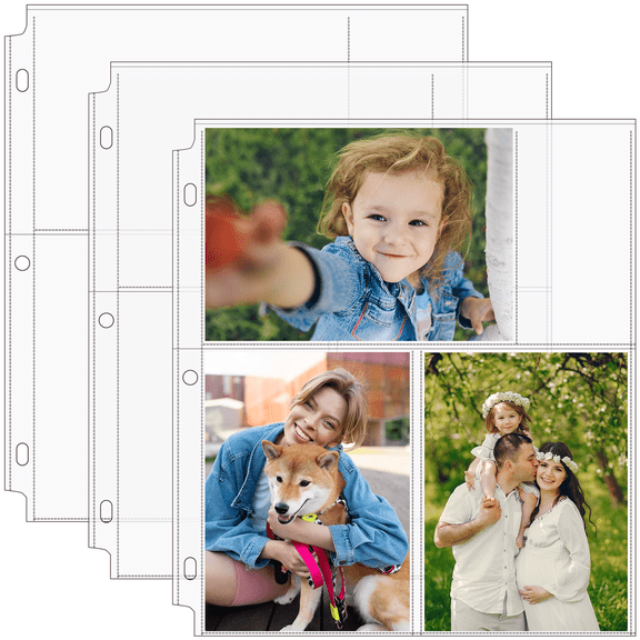 MaxGear 60 Pack 4x6 Photo Sleeves for 3 Ring Binder (360 Photos), 3-Pocket Clear Archival Page Protectors, Acid-Free Polypropylene, 8.5 x 11