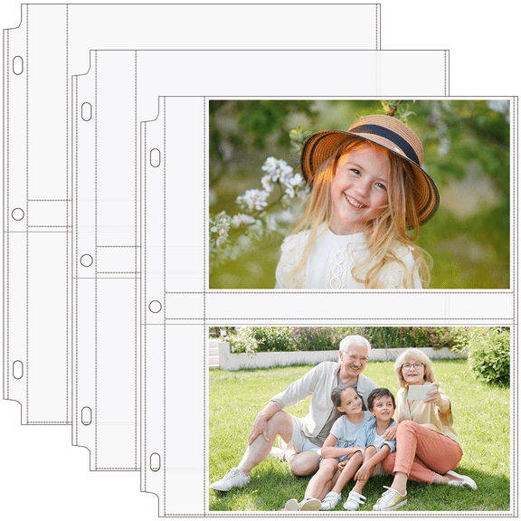 MaxGear 60 Pack 5x7 Photo Sleeves for 3 Ring Binder (240 Photos), 2-Pocket Clear Archival Page Protectors, Acid-Free Polypropylene, 8.5 x 11