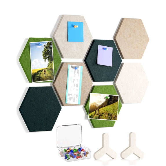 MaxGear 8-Pack Hexagon Felt Cork Board Tiles, 7x6.1 Inch Self-Adhesive ...