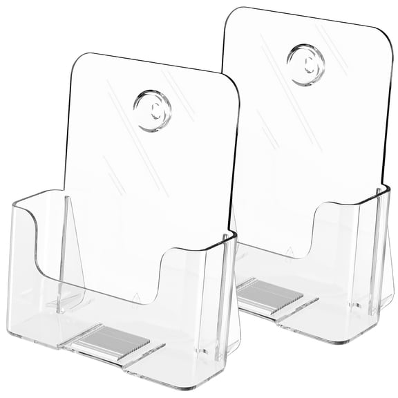 MaxGear Acrylic Brochure Holder, 6 x 8 Inch Clear Display Stand, Countertop or Wall Mount Flyer Holder, 2 Pack