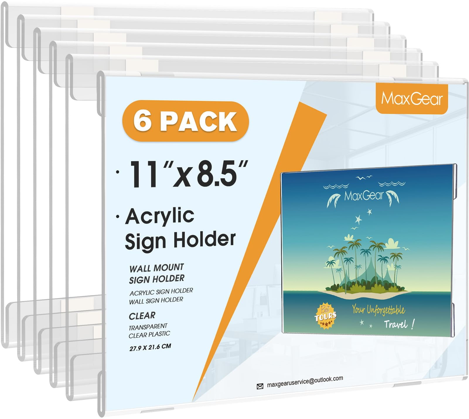MaxGear Acrylic Sign Holder 8.5 x 11 Sign Holders Plastic Frames Clear