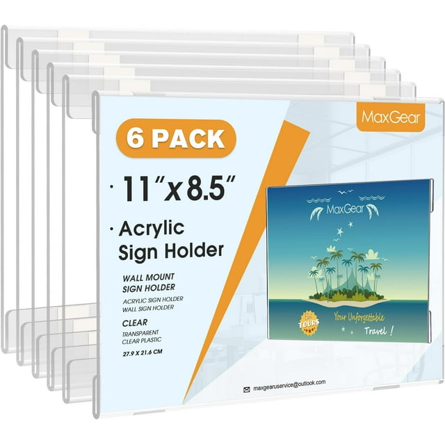 MaxGear Acrylic Sign Holder 8.5 x 11 Sign Holders Plastic Frames Clear