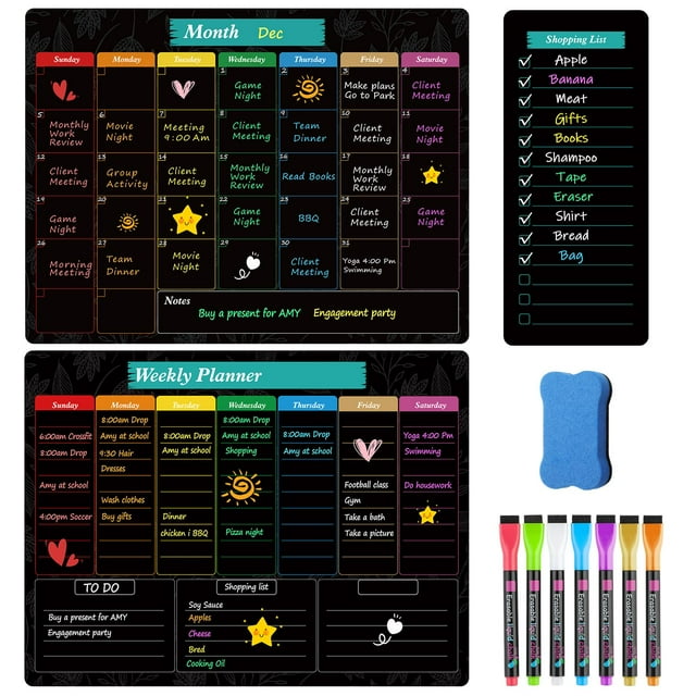 MaxGear Black Calendar for Refrigerator, 16x12 Monthly