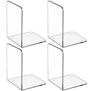 MaxGear Bookends Acrylic 2 Pairs/4 Pieces Clear Book Ends for Shelves Non-Skid Book Stoppers Decor