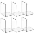 MaxGear Heavy Duty Clear Acrylic Bookends 3 Pairs/6 Pieces for Office