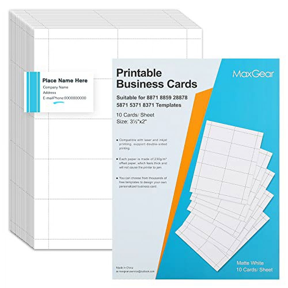 MaxGear Business Cards 200 Printable Business Cards, Business Card ...