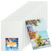 MaxGear Canvases for Painting 5x7, 12 Pack Painting Canvas Panels, 100% Cotton Blank Flat