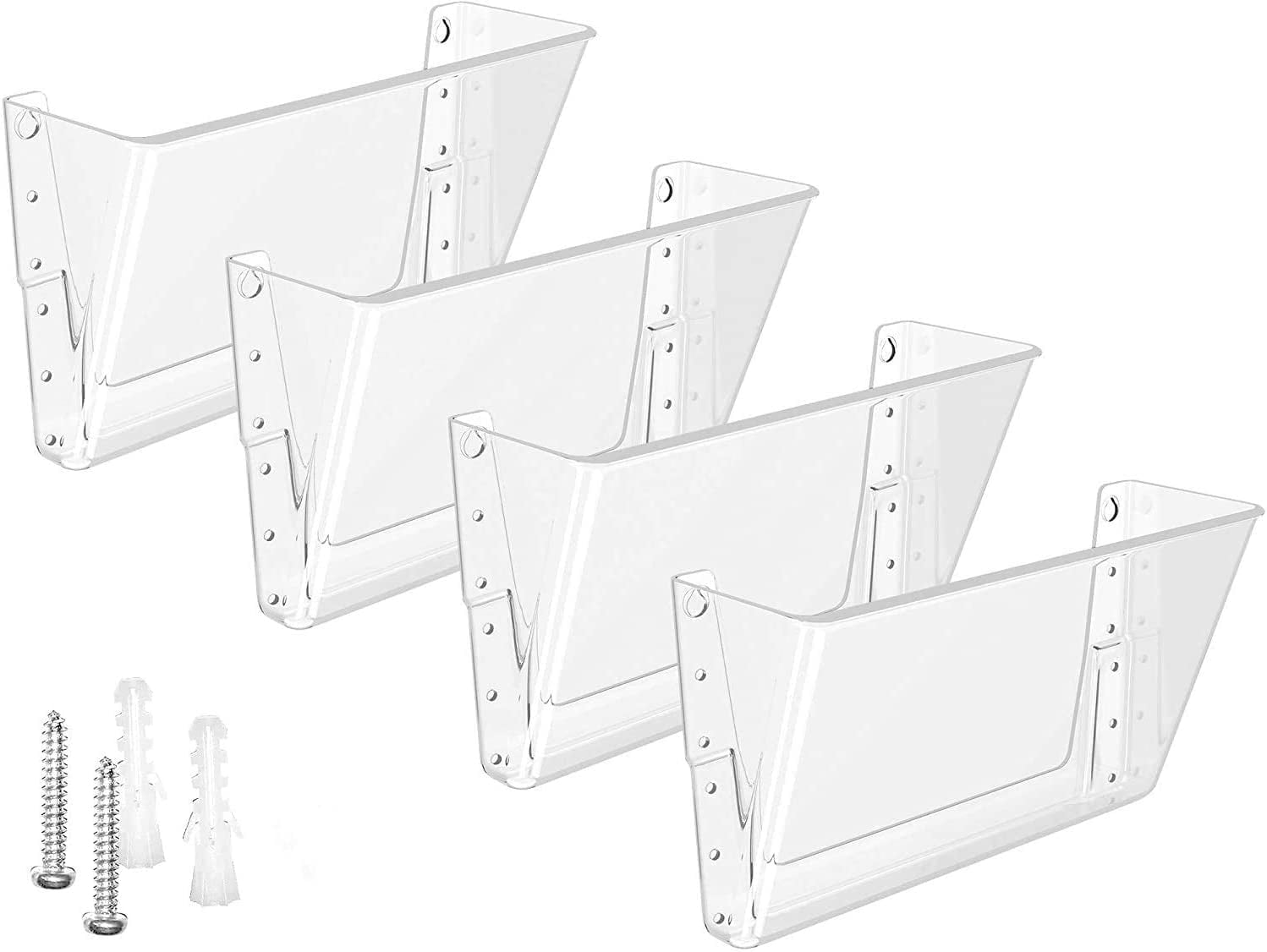 MaxGear Clear Acrylic File Holder Wall Organizer 4 Pockets for Office and Home, 13x4x7 inches