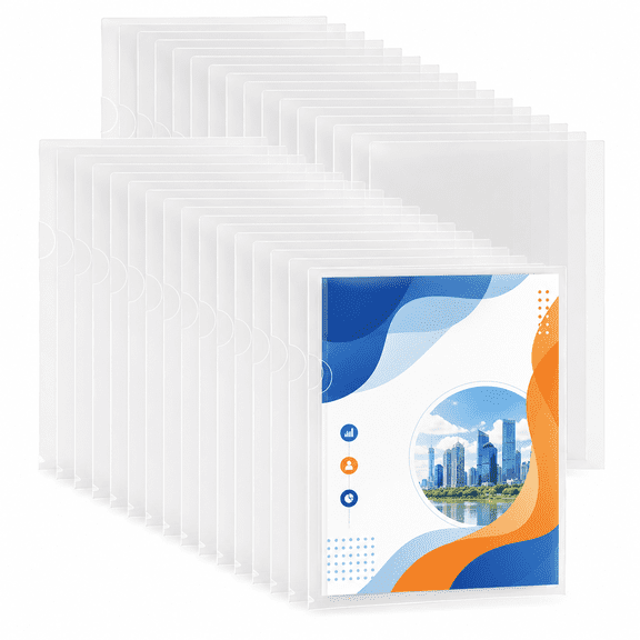 MaxGear Clear Document Sleeves 48 Pack, L-Shaped Letter Size Plastic Folders, Acid-Free Waterproof Project Pockets for 8.5x11 Papers