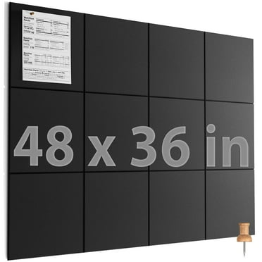 MaxGear Large Cork Board for Wall 48" x 36", 12 Pack Felt Wall Tiles with Pushpins, Black Bulletin Board, Pin Board Tack Board for Office, Home, Decoration