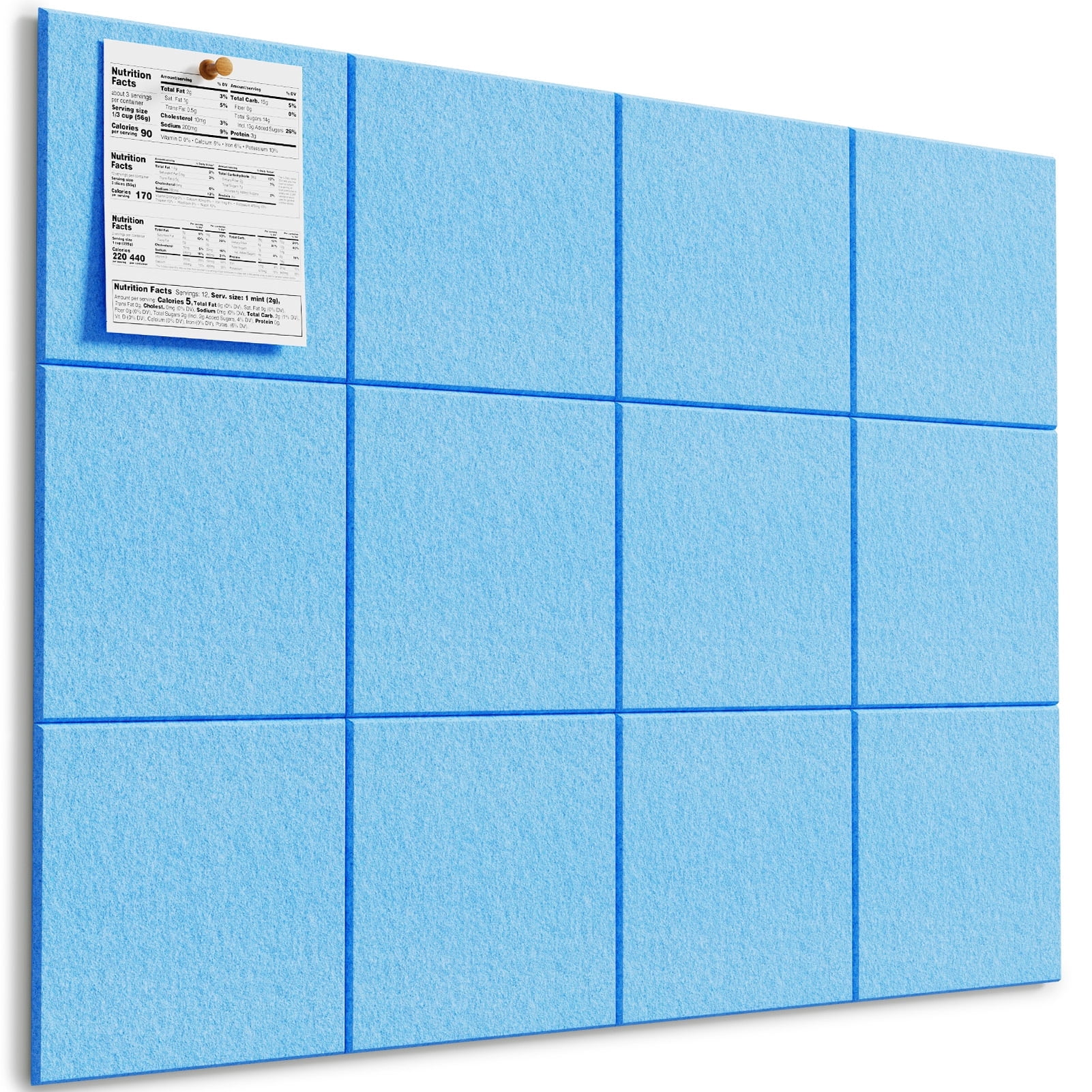 MaxGear Large Cork Board for Wall 48" x 36", 12 Pack Felt Wall Tiles with Pushpins, Blue Bulletin Board, Pin Board Tack Board for Office, Home, Decoration