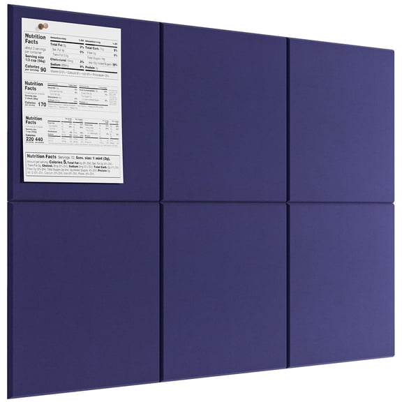 MaxGear Large Cork Board for Wall 36" x 24", Dark Blue Bulletin Board, 6 Pack Felt Wall Tiles with Pushpins