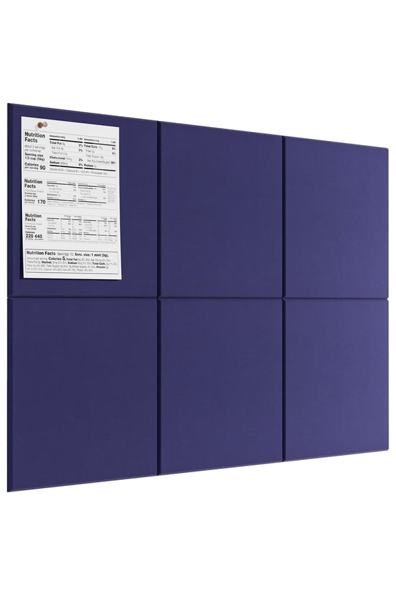 Large Cork Board for Wall 36" x 24", Dark Blue Bulletin Board, 6 Pack Felt Wall Tiles with Pushpins