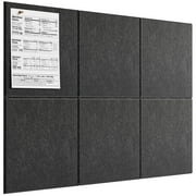MaxGear Large Cork Board for Wall 36" x 24", Dark Gray Bulletin Board, 6 Pack Felt Wall Tiles with Pushpins