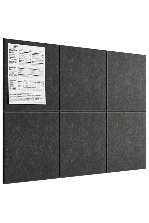 Large Cork Board for Wall 36" x 24", Dark Gray Bulletin Board, 6 Pack Felt Wall Tiles with Pushpins