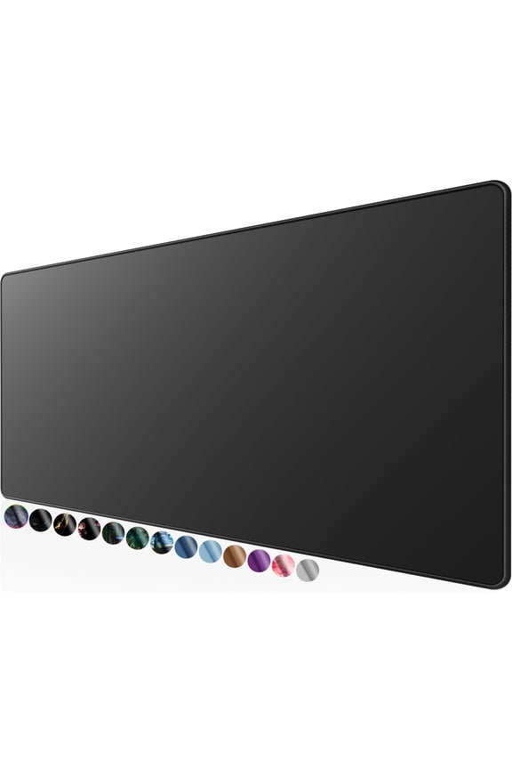 Large Gaming Mouse Pad 31.5x11.8 Inch, Extended Desk Mat with Stitched Edges, Non-Slip Base, Water-Resistant Micro-Weave Cloth, Black