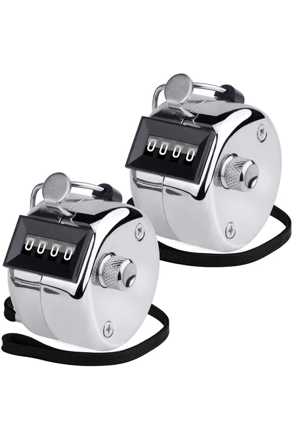 Metal Handheld Tally Counter, 4-Digit Number Clicker Counter, Hand Mechanical Pitch Counters for Coaching, Knitting, People, Lap, Fishing, Golf and Row, 2Pack